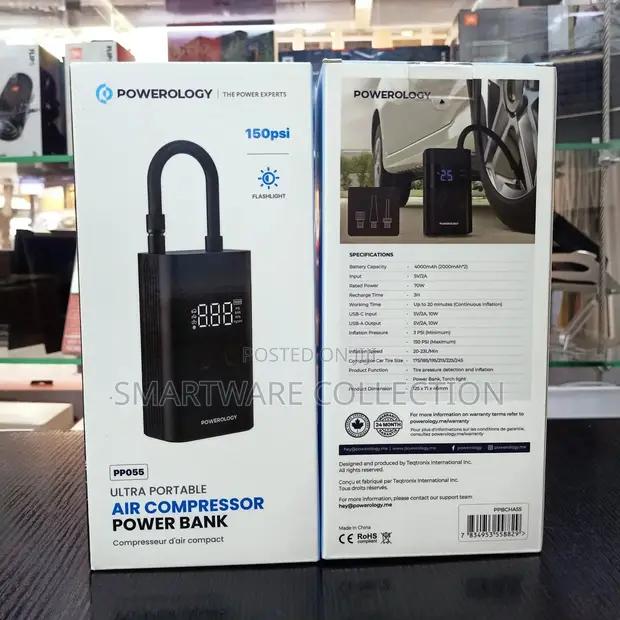 Powerology Ultra Portable Air Compressor Power Bank, Black in Dar es Salaam, Tanzania