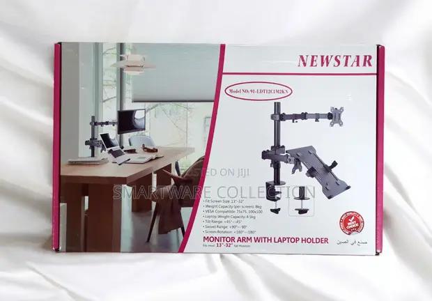 Double Arm Monitor Desk Mount With Laptop Shelf Extension in Dar es Salaam, Tanzania