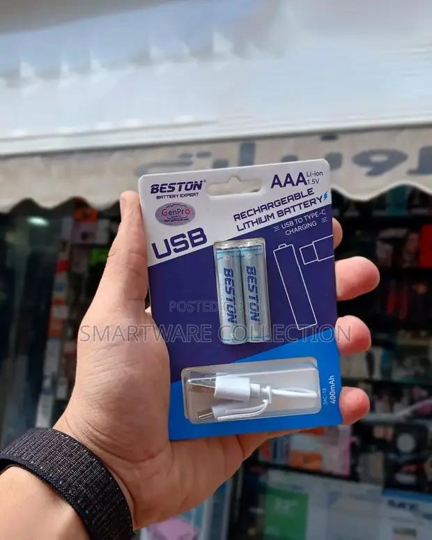 2 Pieces Rechargeable AAA Lithium Battery With USB Cable in Dar es Salaam, Tanzania