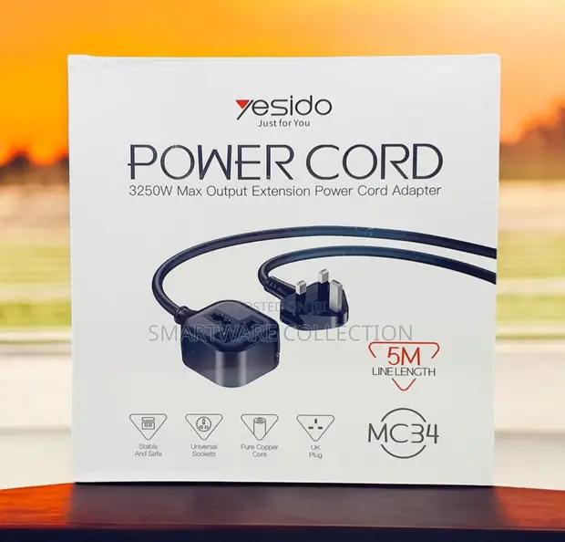 Yesido 5m Uk Plug To Universal Plug Power Extension Cable in Dar es Salaam, Tanzania