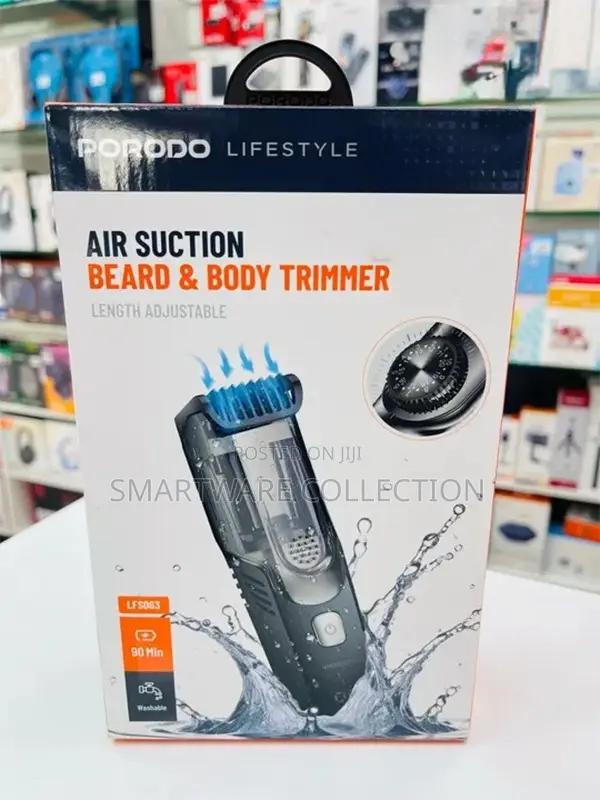 Porodo Lifestyle Air Suction Beard Body Trimmer – Black in Dar es Salaam, Tanzania