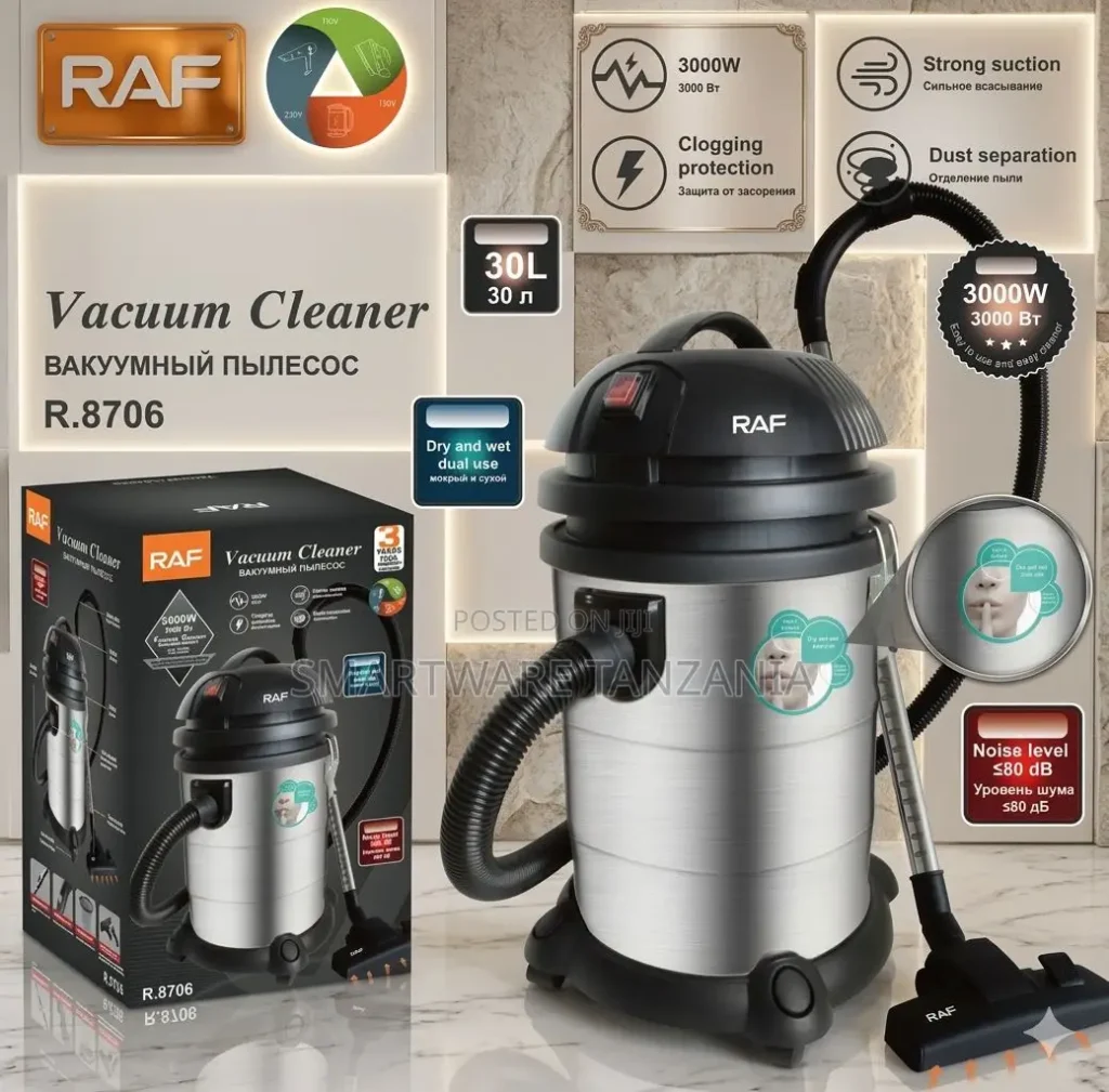 Raf R.8706 30l 3000w Wet Dry Vacuum Cleaner Low Noise Use in Dar es Salaam, Tanzania