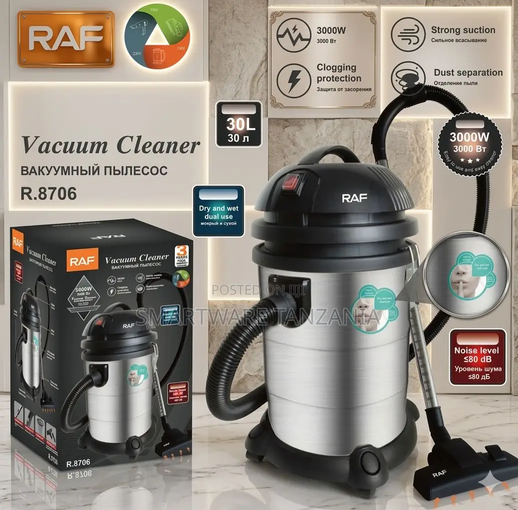Raf R.8706 30l 3000w Wet Dry Vacuum Cleaner Low Noise Use in Dar es Salaam, Tanzania