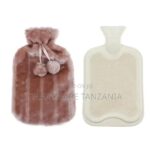 Dusty Pink Faux Fur Hot Water Bottle Set With Pom-poms in Dar es Salaam, Tanzania