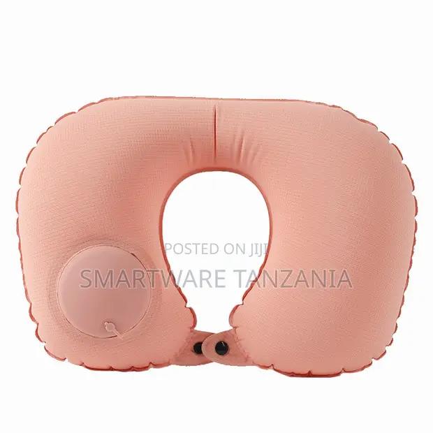 Peach Pink Fabric Travel Neck Pillow With Pump Valve in Dar es Salaam, Tanzania