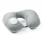 Grey Velvet Inflatable Neck Pillow With Press-button Pump in Dar es Salaam, Tanzania