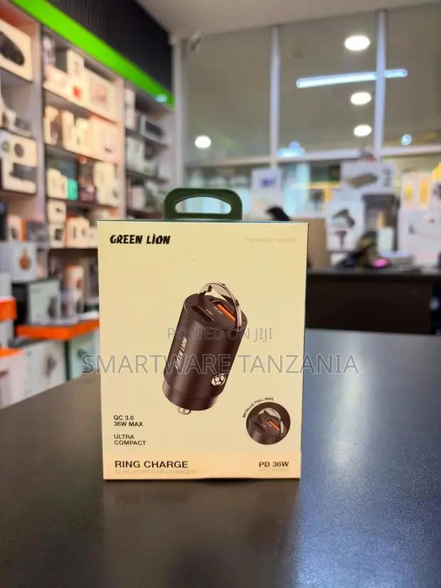 Green Lion Ring Charge Dual Port Car Charger 36w Fast Charging in Dar es Salaam, Tanzania