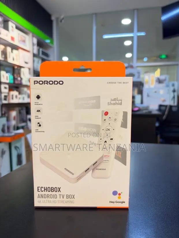 Porodo Echobox Android Tv Box Ultra Hd Streaming Google Assistant in Dar es Salaam, Tanzania