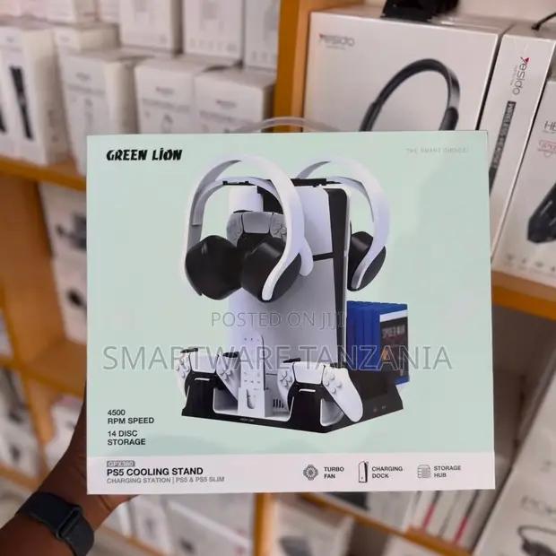 Green Lion Ps5 Cooling Stand Dual Charging Dock Fan Storage Hub in Dar es Salaam, Tanzania