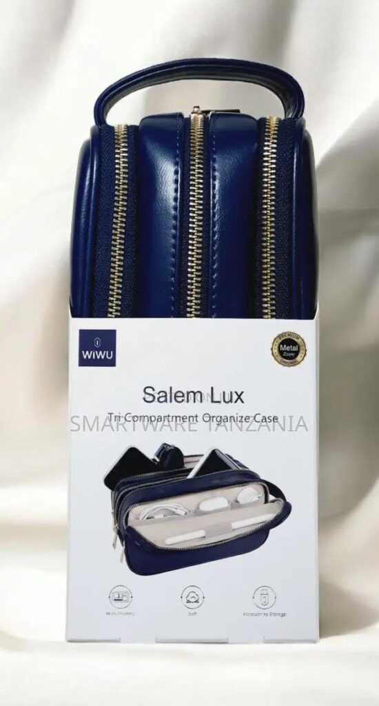 Wiwu Salem Lux Tri Compartment Blue Leather Organizer Pouch in Dar es Salaam, Tanzania