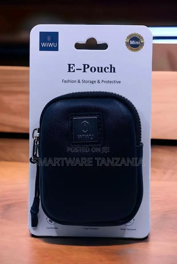 Wiwu E-pouch Mini Navy Blue Leather Accessories Zipper Pouch in Dar es Salaam, Tanzania