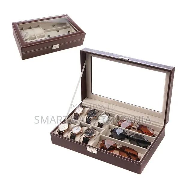 Brown Pu Leather Watch and Glasses Organizer Box Velvet in Dar es Salaam, Tanzania