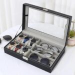 Watch and Glasses Storage Box Pu Leather Clear Lid Black in Dar es Salaam, Tanzania