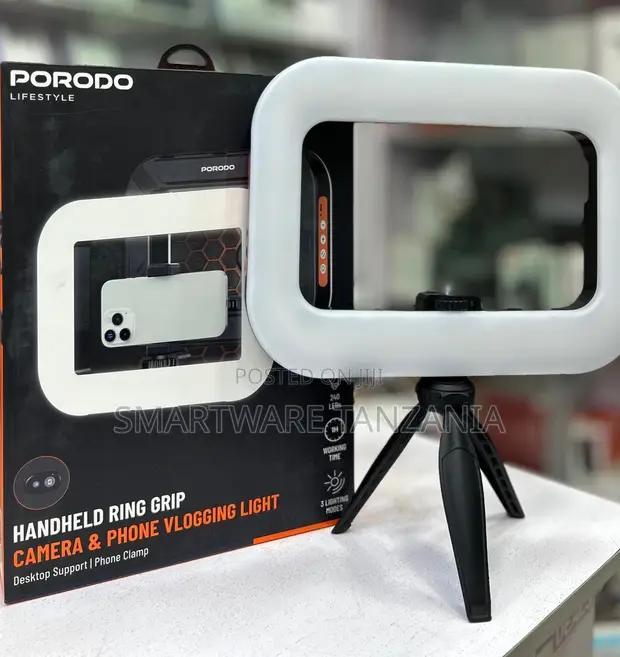 Porodo Ring Grip Vlogging Light 240 Leds Desktop Tripod Phone Clamp in Dar es Salaam, Tanzania
