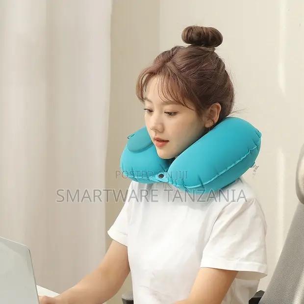 Teal Self-Inflating Neck Pillow for Office and Travel Use in Dar es Salaam, Tanzania