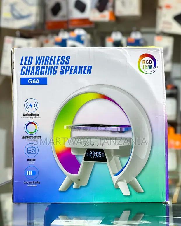 G6a Rgb Led Wireless Charging Speaker 15w Fm Radio Clock in Dar es Salaam, Tanzania