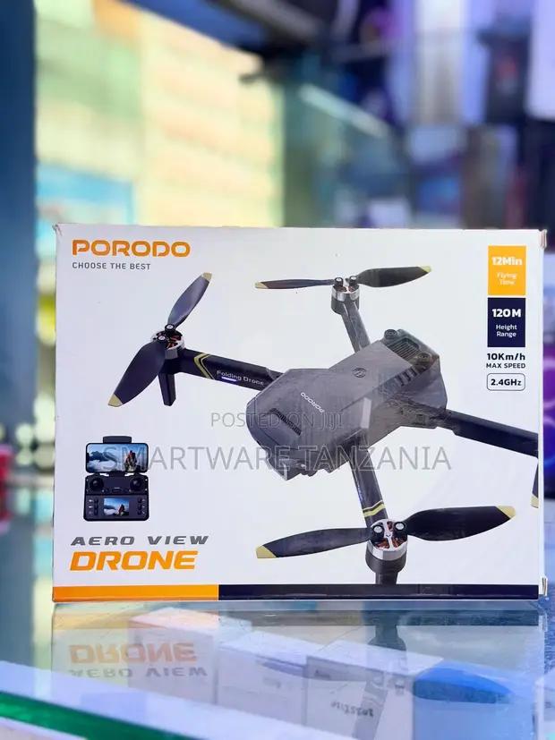 Porodo Aero View Folding Drone 120m 12min 10kmH 2.4ghz Camera in Dar es Salaam, Tanzania