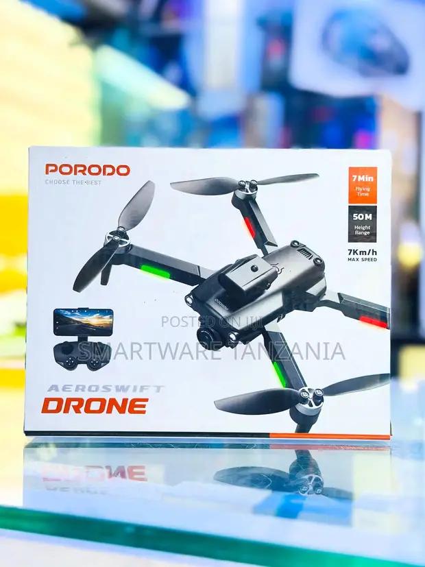 Porodo Aeroswift Drone Hd Camera 50m 7min Led Lights 7kmH in Dar es Salaam, Tanzania