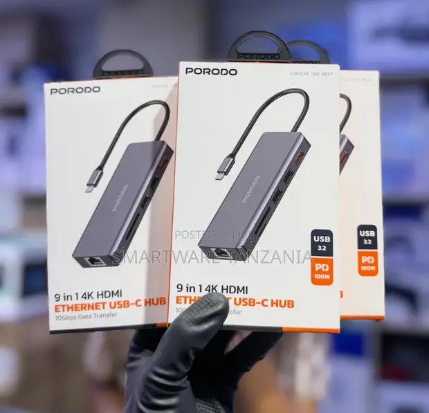 Porodo 9-in-1 Usb-c Hub Hdmi Ethernet 100w Pd 10gbps in Dar es Salaam, Tanzania