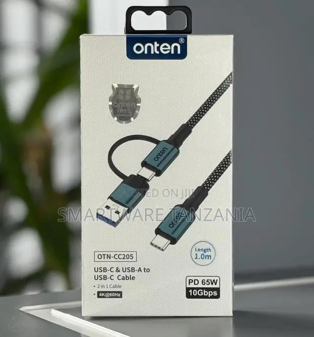 Onten Otn-Cc205 2-in-1 Type-C Usb-a to Type-C Cable 65w 10gbps in Dar es Salaam, Tanzania