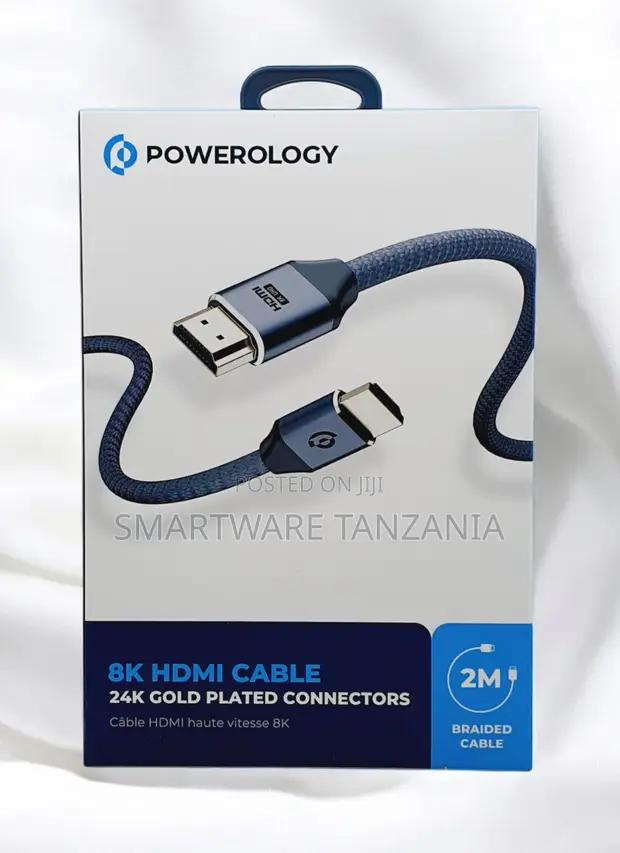 Powerology Hdmi Cable 2m Gold Plated Braided Navy in Dar es Salaam, Tanzania