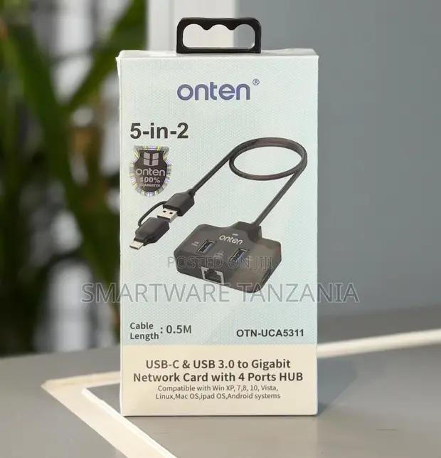 Onten Otn-uca5311 5-in-2 Usb-c Usb 3.0 Gigabit Ethernet Hub in Dar es Salaam, Tanzania