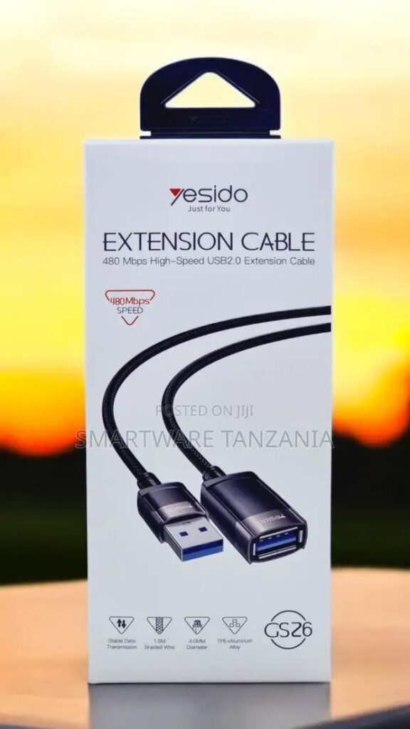 Yesido Gs26 Usb 2.0 Extension Cable 1.5m Braided 480mbps in Dar es Salaam, Tanzania