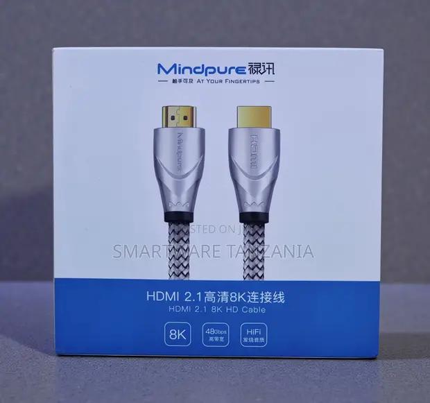 Mindpure Hdmi 2.1 Braided Cable 48gbps Hifi Silver in Dar es Salaam, Tanzania