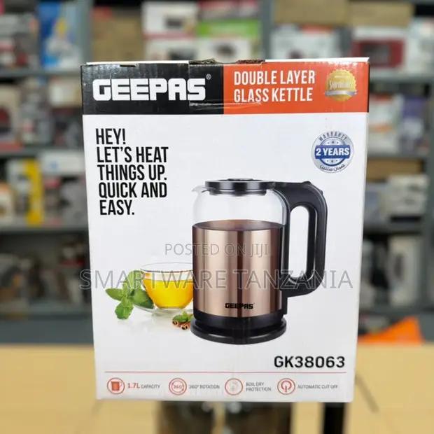 Geepas Gk38063 Double Layer 1.7l Glass Electric Kettle in Dar es Salaam, Tanzania