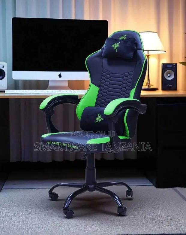 Gaming Chair Ergonomic Racing Style Black Green Lumbar Neck in Dar es Salaam, Tanzania