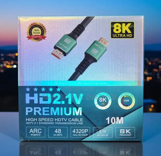 Hd 2.1v Premium Hdmi Cable 10m 48gbps Arc Hdr 4320p in Dar es Salaam, Tanzania