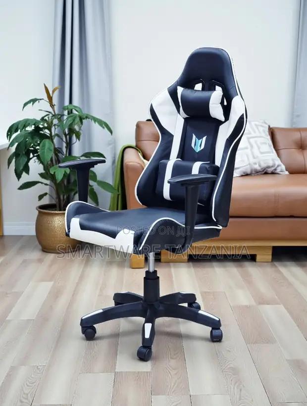 Racing Gaming Chair Black White Lumbar Neck Support Swivel in Dar es Salaam, Tanzania