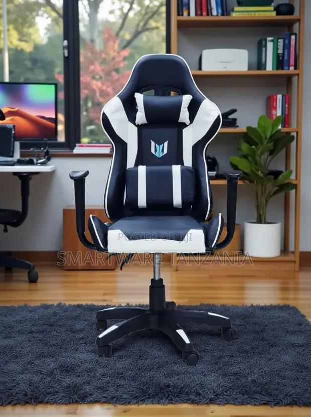 Racing Gaming Chair Black White Lumbar Neck High Back Swivel in Dar es Salaam, Tanzania