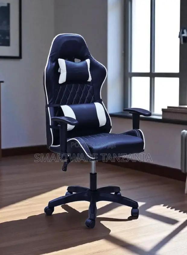 Ergonomic Gaming Chair Navy Blue White Pu Leather Recliner in Dar es Salaam, Tanzania