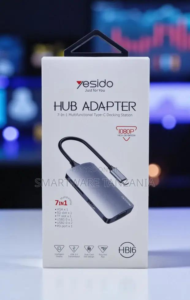 Yesido Hb16 7 in 1 Usb-C Hub Vga Sd Tf Usb3.0 Pd 1080p in Dar es Salaam, Tanzania