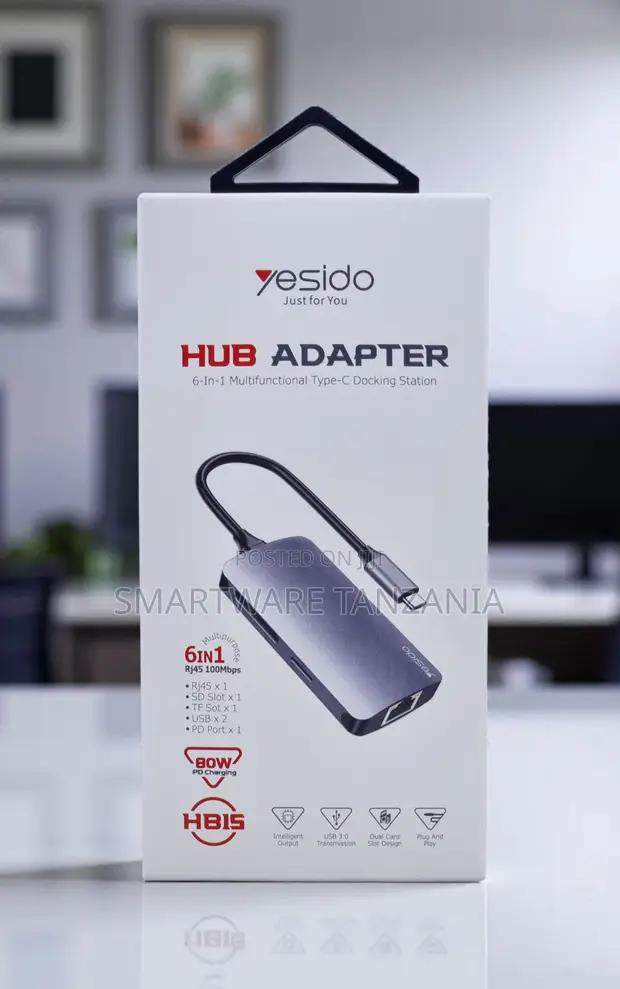 Yesido Hb15 6 in 1 Usb-C Hub Rj45 Sd Tf Usb 80w Pd Dock in Dar es Salaam, Tanzania
