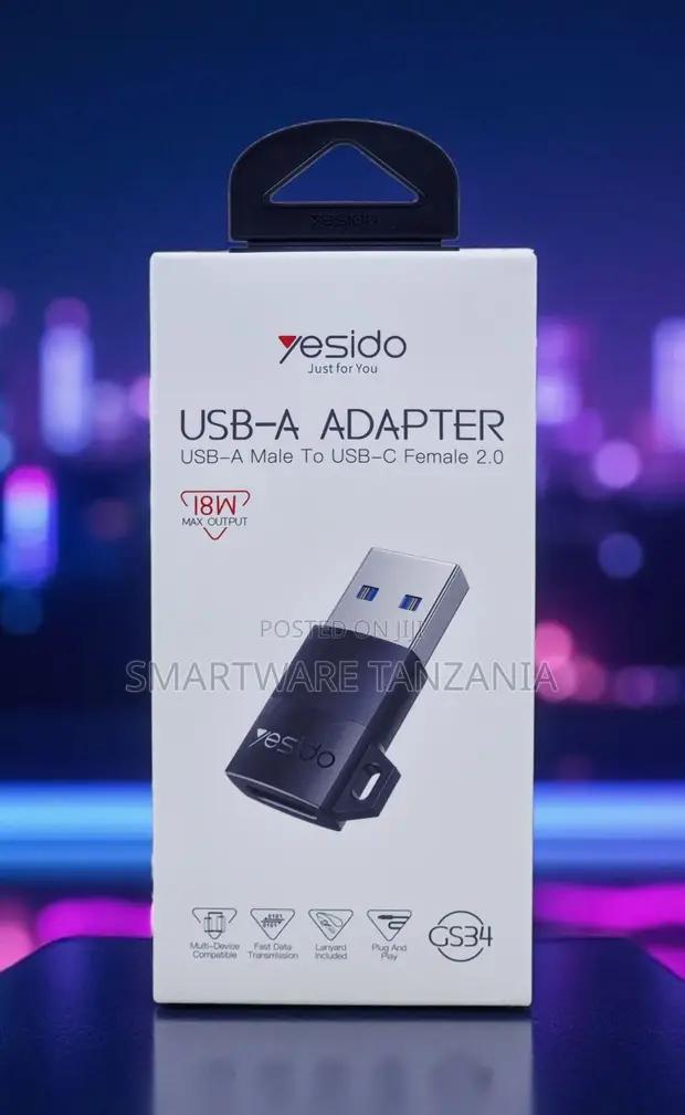 Yesido Gs34 Usb-a to Usb-C Female Adapter 18w With Lanyard in Dar es Salaam, Tanzania