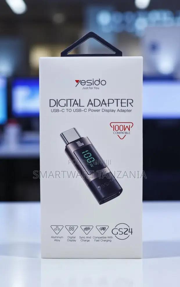 Yesido Gs24 Usb-C Digital Adapter 100w Pd With Led Display in Dar es Salaam, Tanzania